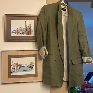 Zara linen blend open front blazer